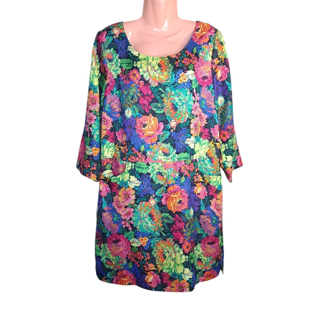 HD‎ in Paris Tropicalist Shift Dress Size Medium Multicolor Floral ANTHROPOLOGIE